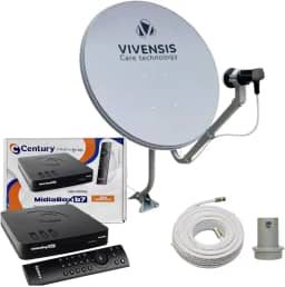 Kit Antena - Receptor Digital Century Midiabox Lnbf 5g Ku Cabo Cor Preto 110v/220v