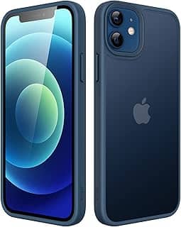 JETech Capa Fosca para iPhone 12/12 Pro 6,1 Polegadas, Case Proteção Contra Quedas à Prova de Choque, Capinha Traseira Translúcida Fosca para Telefone, Anti-Impressão Digital (Azul-Tempestade)