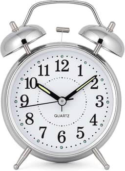 Relógio De Mesa Vintage Antigo Clássico Com Luz Led Noturna Em Metal Analógico Para Decoração Quarto - Despertador Elegante e Funcional