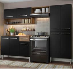 Cozinha Compacta Madesa Emilly Pop Com Armário e Balcão - Rustic/preto