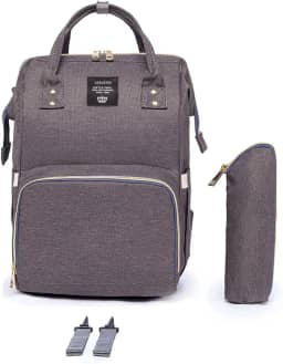 Mochila Lequeen Maternidade Star Moderna Bebês Cinza Claro