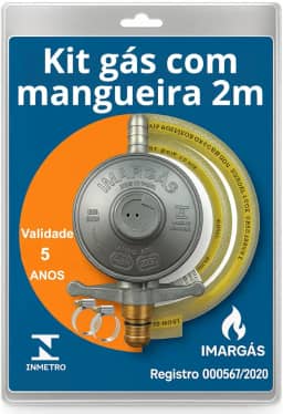 Kit Registro Regulador Gás Cozinha Kit Com Mangueira 2 metros Para Botijão 13kg Residencial