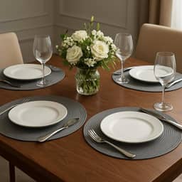 Kit 6 Peças Jogo Americano Redondo, 38cm, Decorativo para Mesa, Cozinha e Jantar Para Mesa Posta Elegante, Souplast, Café da Manhã e Lanches (GRAFITTE)