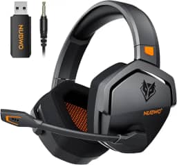 NUBWO Wireless Gaming Headset with Mic for Ps5 Ps4 PC, Zero Interference, 100-Hour Battery All-Day Play, 23ms Sync​ for Fortnite & Call of Duty/FPS Gamers, Triple Mode All Devices Compatible - Orange