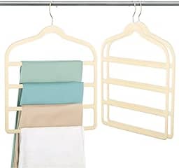 HOLTTER Kit 10 Cabides De Veludo Para Calças, Saia, Toalhas, Lenços - Calceiro Aveludado Multifuncional Resistente (Bege)
