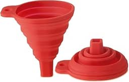 Mimo Style Funil Silicone Vermelho, Retrátil Com 10cm Livre BPA Resistente E Flexível, Com Alça para Pendurar, Utensílio Compacto e Ideal Para Cozinha