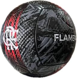 Bola de Futebol Campo Flamengo Preta e Vermelha – Tamanho 5, Costurada, Alta Resistência