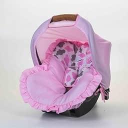 Kit 03 Peças Capa de Bebê Conforto Protetor de Cinto e Capota de Bebe Estampado Nuvem Rosa e Azul Bebê Multifunção Menino Menina (Nuvem Rosa)
