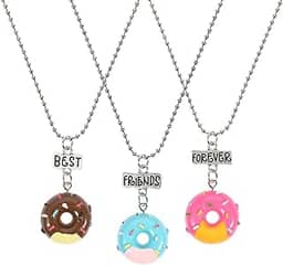 Pulseiras de amizade, 3 peças, colares de melhor amiga, donuts, pingente de sorvete, amizade, BFF, colares para 3 , aniversário, amigos, irmãs, joias, presentes (melhor amiga para sempre) brinquedos para