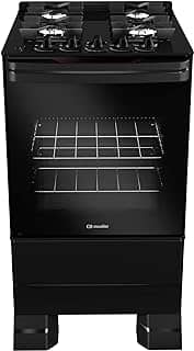 Fogão Mueller 4 bocas Preto com Mesa de Vidro e grades de ferro fundido Bivolt MFV4BF