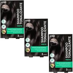 Kit 3 Shampoo Tonalizante Kiss New York Preto