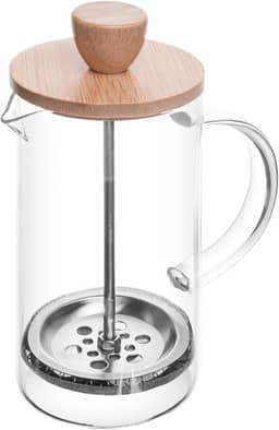 WOLFF - Cafeteira Prensa Francesa de Vidro Borossilicato e Tampa de Bambu - Capacidade 600ml