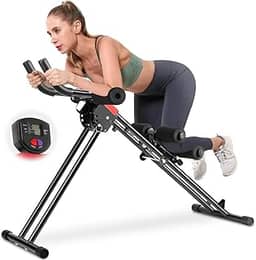 Aparelhos Academia Aparelho Abdominal Dobrável, 5 Ajustes de Altura, com Visor LCD, Aparelho Abdominal Máquina Vertical, Escada Dobrável Vertical para Exercícios Aeróbicos, Capacidade de 150 kg