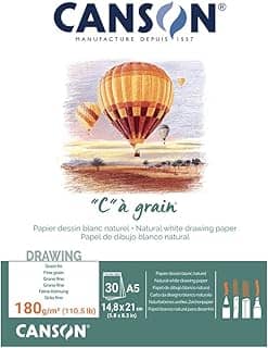 CANSON C à Grain, Papel para Desenho em Bloco, Gramatura 180 g/m², Tamanho A5
