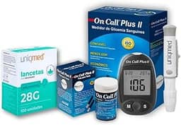 Combo Medidor + 50 Tiras + 100 Lancetas + Caneta - On Call Plus 2
