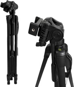 Tripe Universal 1,80M preto para Câmeras Fotográficas com suporte para celular