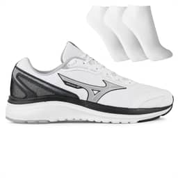 Tênis Mizuno Raijuu 2 Masculino + 3 Pares de Meias Branco/Preto 41