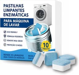 Limpa Maquina de Lavar Roupas em Tabletes/Pastilhas kit c/10 und | 10 Ciclos de Limpeza e Higienização para todas as maquinas de Lavar Roupas c/tampa frontal ou superior