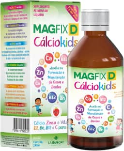 Magfix Cálcio Kids 240ml - Cálcio, Zinco e vitaminas D3, B6, B12, e C para crianças, sabor frutas vermelhas, auxilia na formação e manutenção de ossos e dentes