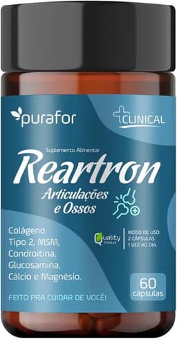 Reatron | Glucosamina, Colágeno Tipo 2, Magnésio, MSM, Cálcio | Suplemento Completo para Articulações, Músculos e Ossos e Melhoria da Mobilidade | 60 Cápsulas