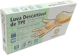 Luva Descartável de TPE Sem Pó Descarpack M | 100 Unidades | Transparente, Confortável e Resistente para Uso Geral