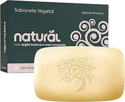 NATURAL Sabonete com Argila Branca e Óleo de Rosa Mosqueta - Base Vegetal - Hidratação - Antioxidante e Calmante - Uniformiza o Tom da Pele - Vegano - 80g