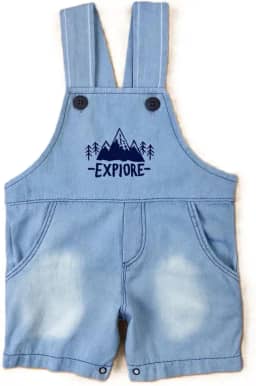 Jardineira Curta Jeans para Bebê Menino 0 a 12 Meses – 100% Algodão, Conforto e Estilo Casual, Era Uma Vez