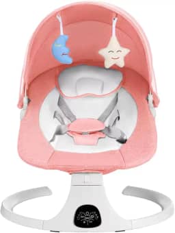 Cadeira de Balanço Automática Musical Bluetooth para Bebê até 18kg Rosa Multmaxx