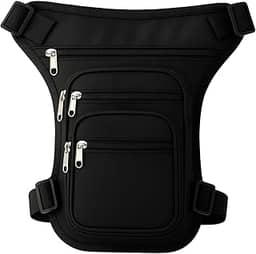 Pochete de Perna Cartucheira Tática Preta – Masculina e Feminina – Bolsa Multi Bolsos para Motociclista, Camping, Trilha, Pesca, Shows e Eventos – Prática e Segura