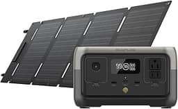EF ECOFLOW River 2 120V Estação de Energia Portátil com Painel Solar 45 W, Bateria LiFePO4 de 256 Wh, Saída de Até 600 W, Gerador Solar Portátil para Camping ao Ar Livre/Trailers/Uso Doméstico