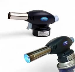 Maçarico Culinario Portátil Acendimento Automático, Chama Ajustável até 1300°C, Utensílio para Cozinha Compacto funciona com Gás Butano, Seguro e Multifuncional para Uso Doméstico e Profissional