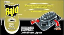Raid Inseticida Iscas Mata Barata, Proteção Contra Barata por até 3 meses, 6 Unidades de 2,6g