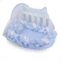 Ninho Redutor de Berço para Bebê com Mosquiteiro Várias Estampas (Estrela Lua Azul)