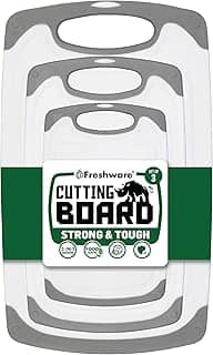 Kit de tábuas de corte Freshware, branco/cinza, pacote com 3