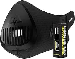 Máscara de treinamento 3.0 [Capa de EVA incluída] Máscara de desempenho de treino para fitness, corrida, cardio e esportes – Máscara de treinamento oficial usada por profissionais, Black + Case, Small