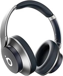Headphone de Ouvido Bluetooth 5.4 com Dobrável, Basike Fone de Ouvido ENC Redução de Ruído, Som Imersivo 40mm 30 Horas Reprodução da Bateria, Microfone Embutido, para Trabalho/Estudo/e Viagem(Azul)