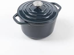 HAWOK Mini forno holandês de ferro fundido esmaltado 1,5 litros azul marinho..