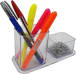 Porta Canetas Duplo Cristal, Dello, 3030.H.0012, Cristal