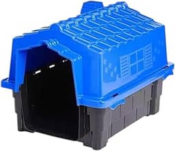 Casinha De Cachorro Plástica Pequeno e Medio Porte Casa Para Pet, Desmontável Resistente Com Proteção UV, saídas de ar, Tamanhos N1. N2. N3. (Azul, N.2)