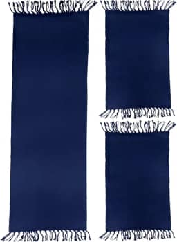 Jogo de Tapetes para Cozinha 3 Peças Decolab Básico | Kit com 1 Passadeira e 2 Tapetes para Cozinha | Design Liso em Algodão Premium | Tapetes Laváveis e Duráveis (Azul-marinho, 3 Peças)