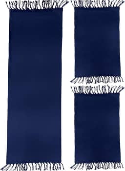 Jogo de Tapetes para Cozinha 3 Peças Decolab Básico | Kit com 1 Passadeira e 2 Tapetes para Cozinha | Design Liso em Algodão Premium | Tapetes Laváveis e Duráveis (Azul-marinho, 3 Peças)