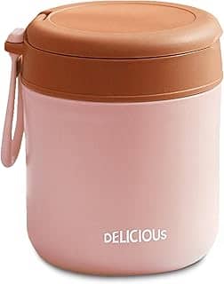 Marmita Termica Hermetico Adulto 430ml Aço Inox com Colher Recipiente de Almoço 1 Camada (Rosa)