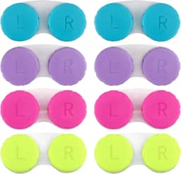 Conjunto de 8 capas coloridas para lentes de contato, porta-contatos, armazenamento de imersão