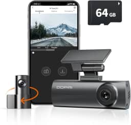 DDPAI N1 Dual Câmera Veicular Frontal Traseira 1296P+1080P, Dachcam com WiFi, Câmera para Carro com Visão Noturna, Aplicativo, Supercapacitor, Gravação em Loops, Estacionamento 24H (N1+64G Cartão SD)