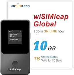 WISIMLEAP Dispositivo De Ponto Acesso Móvel Global Para Viagens, Roteador Bolso 4G, Sem Taxa Roaming, Cartão Sim Integrado, Precisa Contrato Físico, Wi-Fi Portátil 10 Gb 150 Países Nos Eua