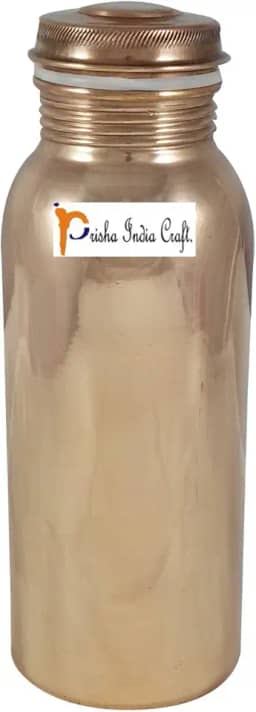 Prisha India Craft Garrafa de água de cobre puro de 700 ml para benefícios à saúde - Garrafas de água feitas à mão