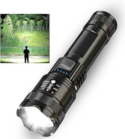 Lanterna Tática Militar T9 Recarregável USB P50 | 1800 Lumens Super Potente | 3 Modos de Iluminação | Feixe Ajustável Longo e Curto Alcance | Indicador de Bateria | ABS Resistente