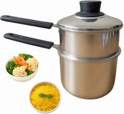 Cuscuzeira Individual Aluminio 2 em 1 Panela a Vapor Para Legumes Removivel Cozimento Pratico e Rapido Facil Limpeza