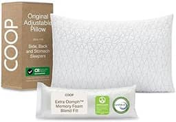 Travesseiro Coop Home Goods Original ajustável, Queen Size, para dormir, espuma viscoelástica, matelassê em losango, médio firme, para dormir de costas, bruços e lado, CertiPUR-US/GREENGUARD Gold