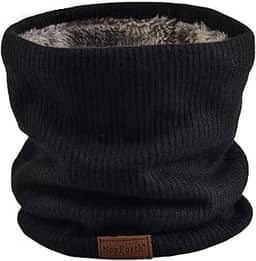 Cachecol de tricô com forro de lã e camada dupla para o inverno Infinity grosso e à prova de vento, preto.